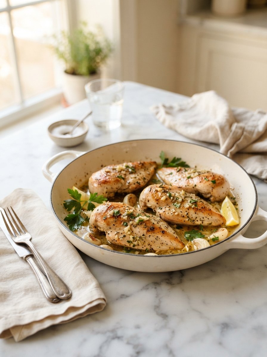 Easy garlic butter chicken skillet with tender chicken and garlic butter sauce