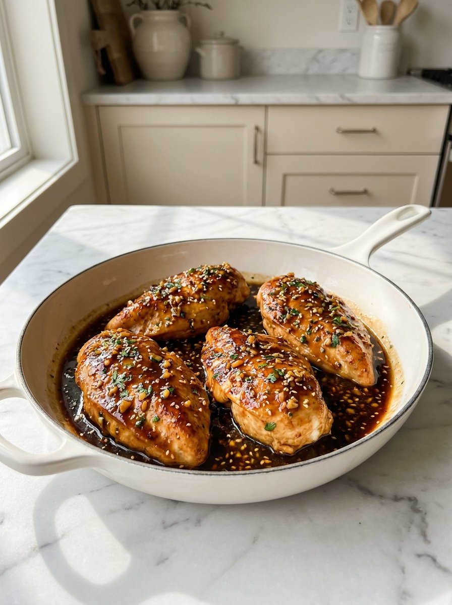 Honey garlic chicken with tender chicken and sticky garlic sauce