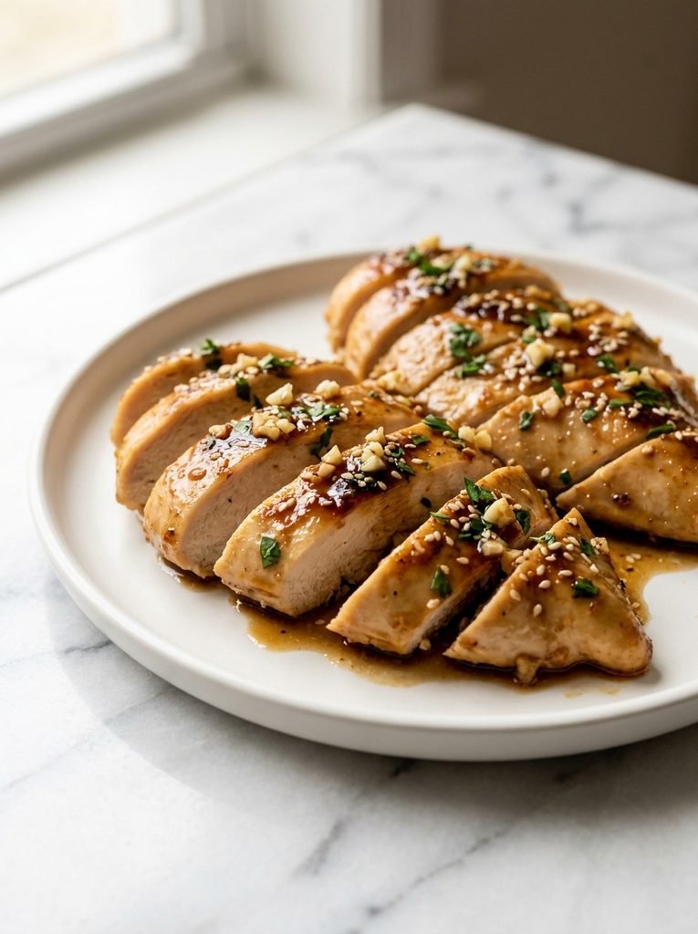 Honey garlic chicken with juicy chicken and glossy garlic sauce