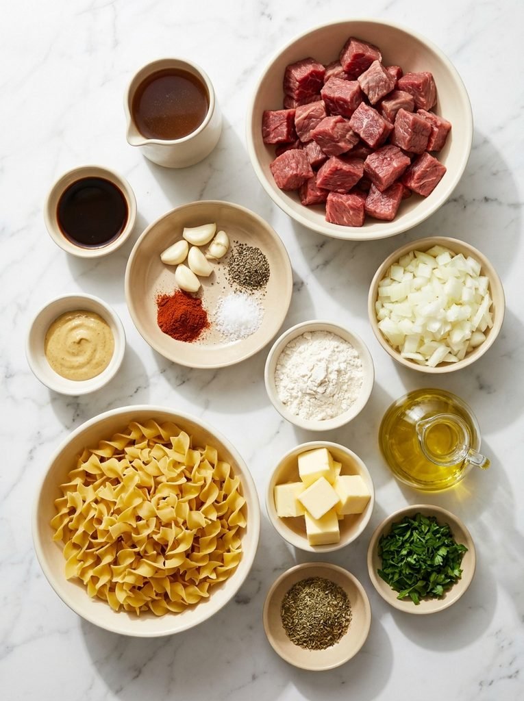 Easy beef and noodles recipe ingredients